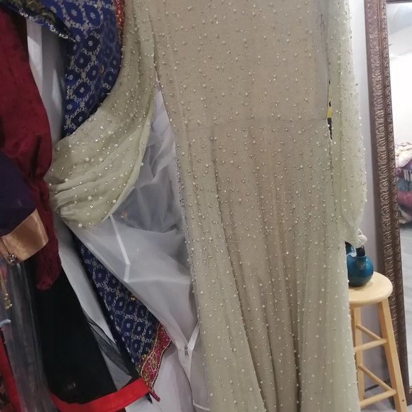 Hand Sewn Delicate Beaded Dress Long Sleeve Size Small - Picture 2 of 11